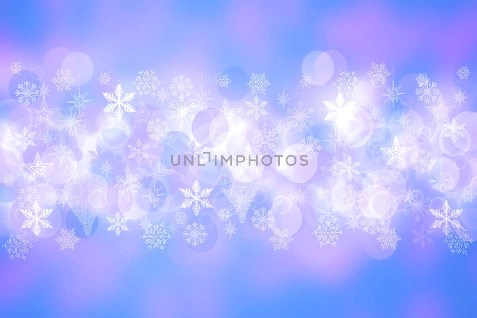 Abstract blurred festive delicate winter christmas or Happy New Year background with shiny light blue pink and white bokeh lighted stars. Space. Card concept.