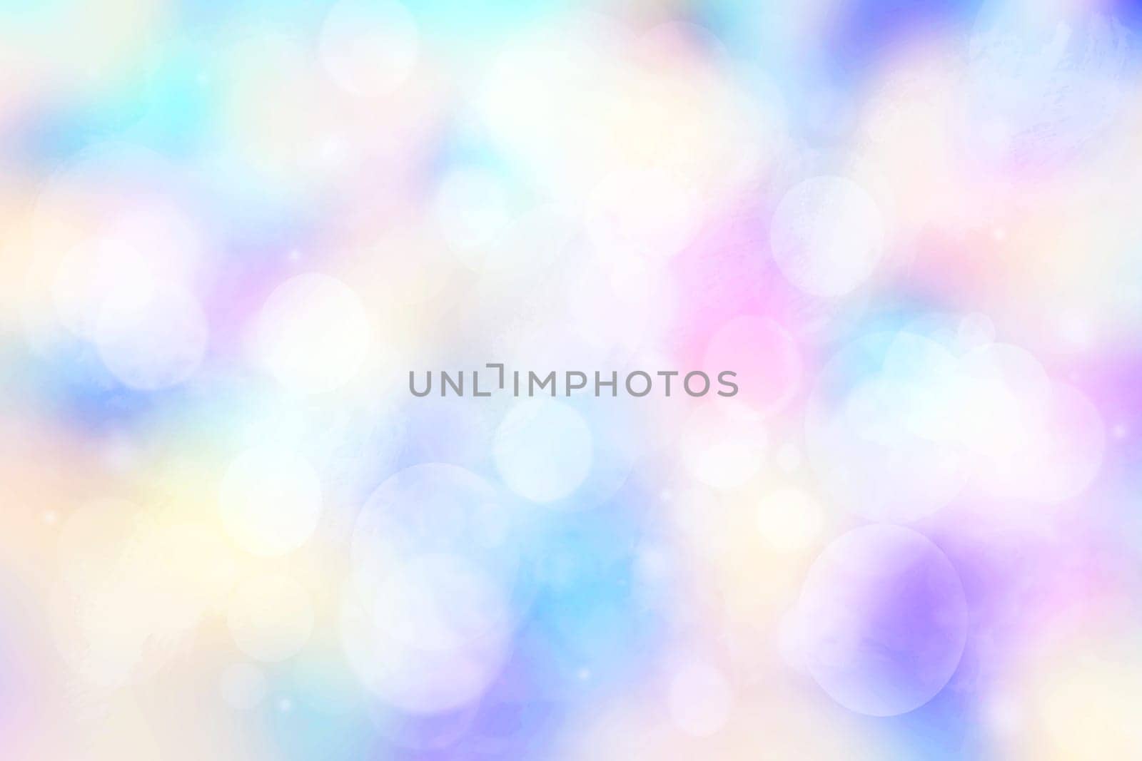 Colorful party background. Abstract pastel blue turquoise pink yellow texture with blurred bokeh lights and soft color circles. Beautiful backdrop for design of invitation for various holidays. Card concept.
