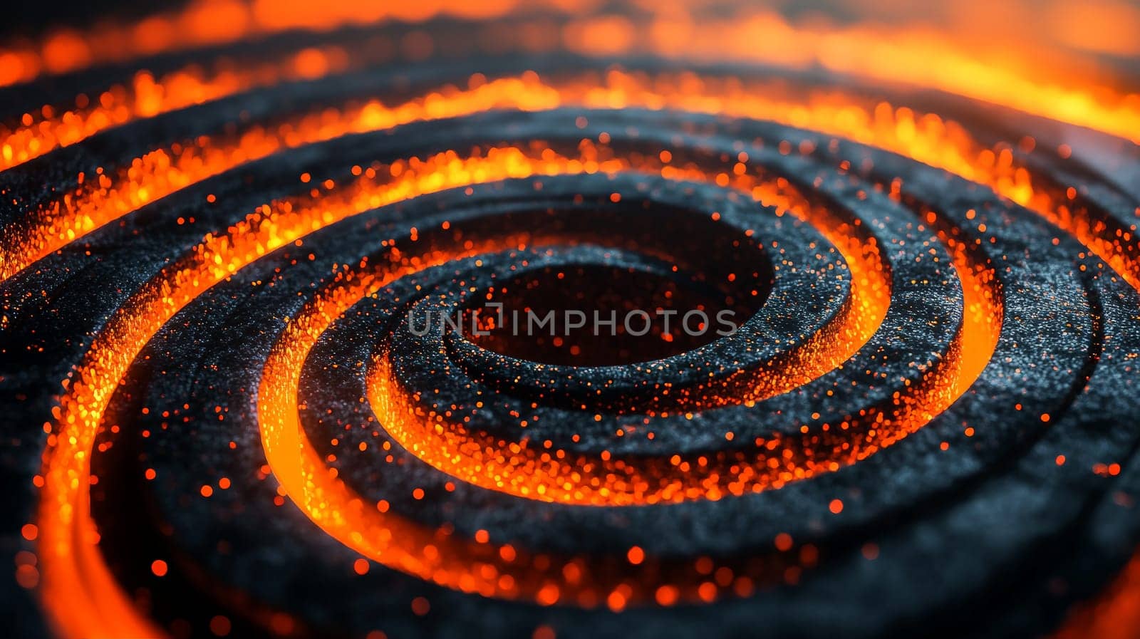 A hyper-detailed, high-resolution 3D rendering showcasing an abstract design in rich orange and black tones. The composition combines natural textures with a modern, high-contrast aesthetic, resulting in a visually compelling image that emphasizes depth and detail.