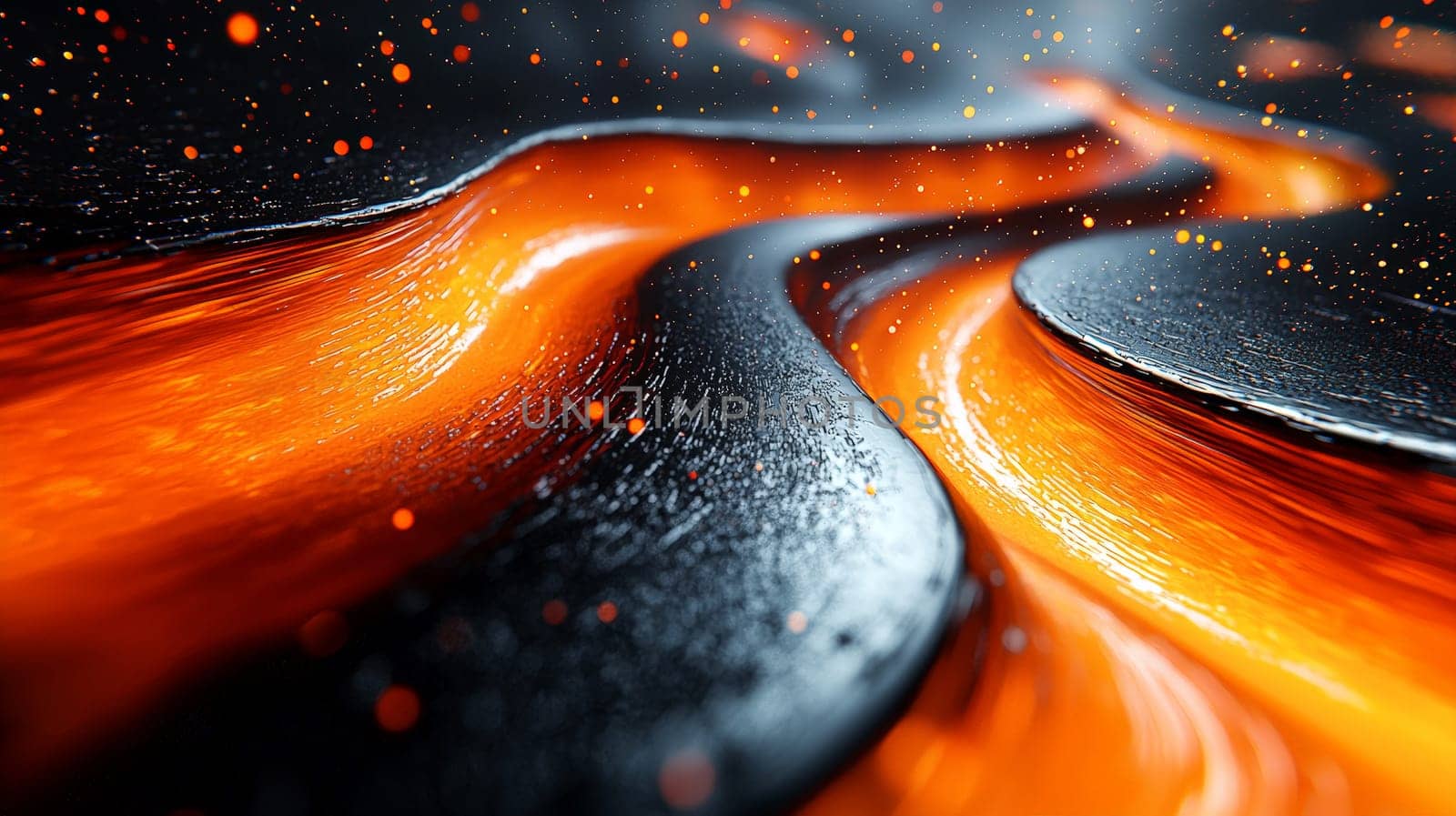 A hyper-detailed, high-resolution 3D rendering showcasing an abstract design in rich orange and black tones. The composition combines natural textures with a modern, high-contrast aesthetic, resulting in a visually compelling image that emphasizes depth and detail.