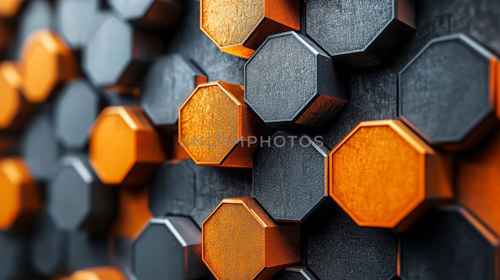 A hyper-detailed, high-resolution 3D rendering showcasing an abstract design in rich orange and black tones. The composition combines natural textures with a modern, high-contrast aesthetic, resulting in a visually compelling image that emphasizes depth and detail.