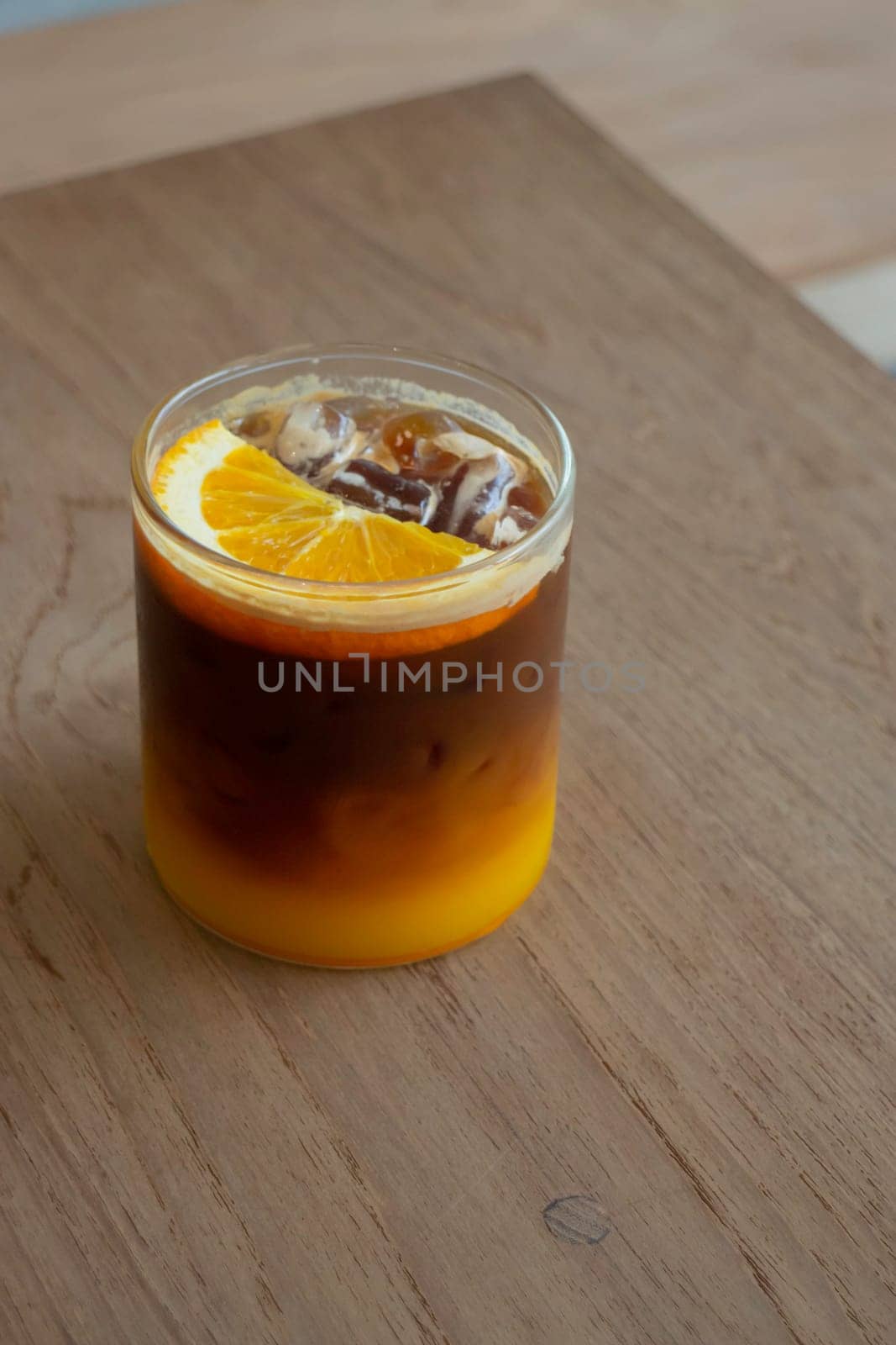 Fresh cold coffee drink with ice, stock photo