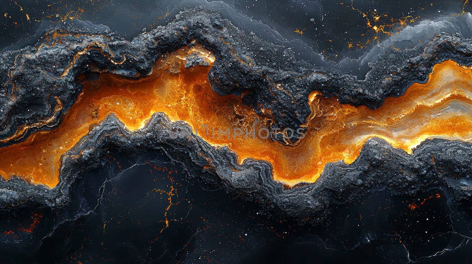 A hyper-detailed, high-resolution 3D rendering showcasing an abstract design in rich orange and black tones. The composition combines natural textures with a modern, high-contrast aesthetic, resulting in a visually compelling image that emphasizes depth and detail.