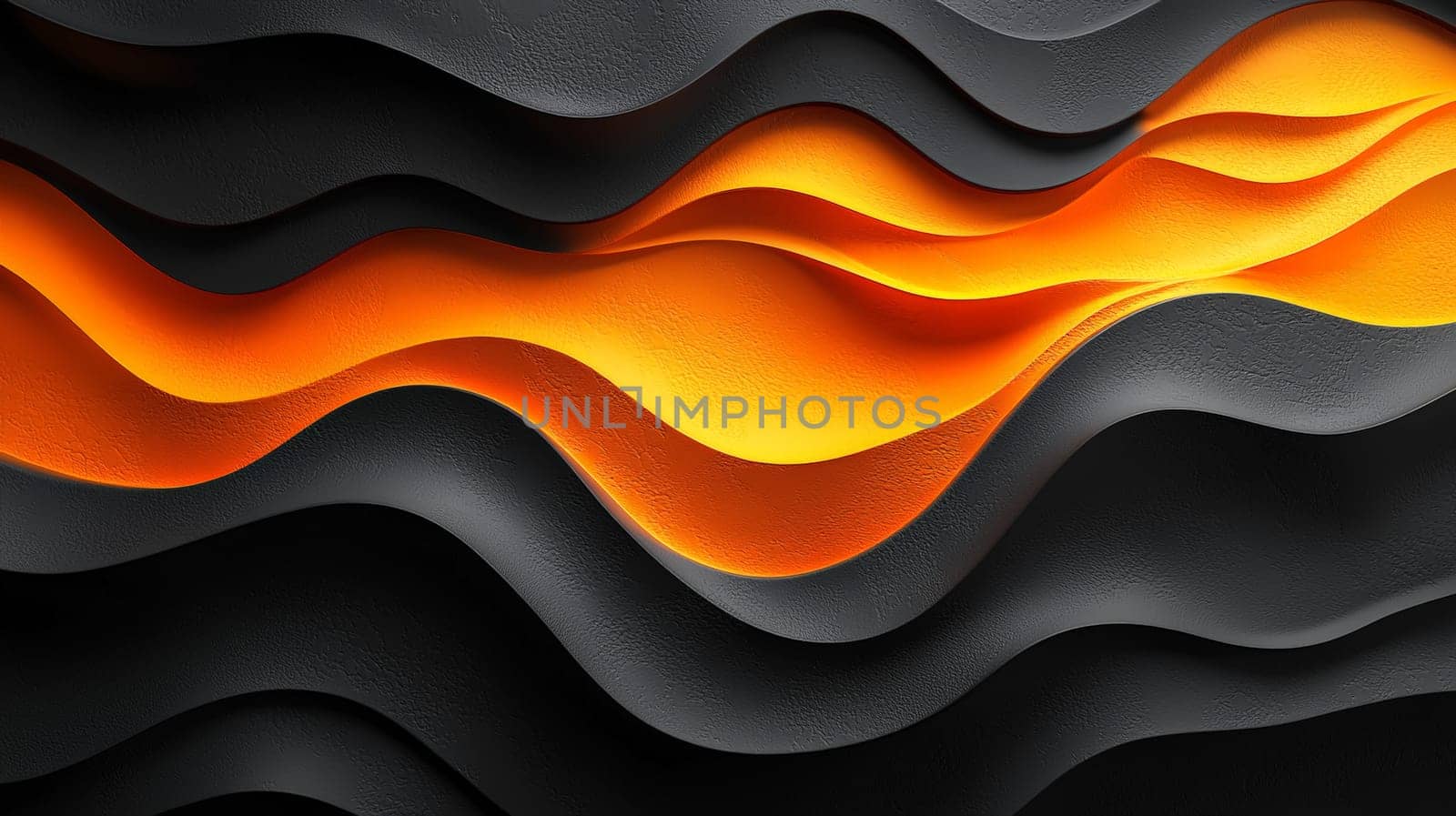 A hyper-detailed, high-resolution 3D rendering showcasing an abstract design in rich orange and black tones. The composition combines natural textures with a modern, high-contrast aesthetic, resulting in a visually compelling image that emphasizes depth and detail.