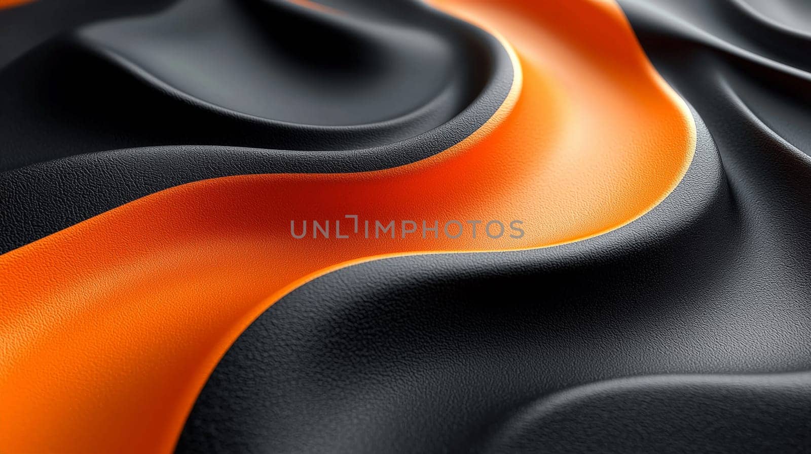 A hyper-detailed, high-resolution 3D rendering showcasing an abstract design in rich orange and black tones. The composition combines natural textures with a modern, high-contrast aesthetic, resulting in a visually compelling image that emphasizes depth and detail.