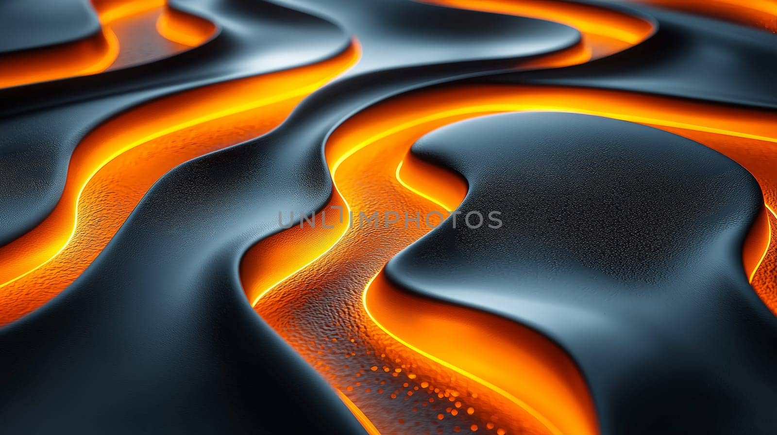 A hyper-detailed, high-resolution 3D rendering showcasing an abstract design in rich orange and black tones. The composition combines natural textures with a modern, high-contrast aesthetic, resulting in a visually compelling image that emphasizes depth and detail.