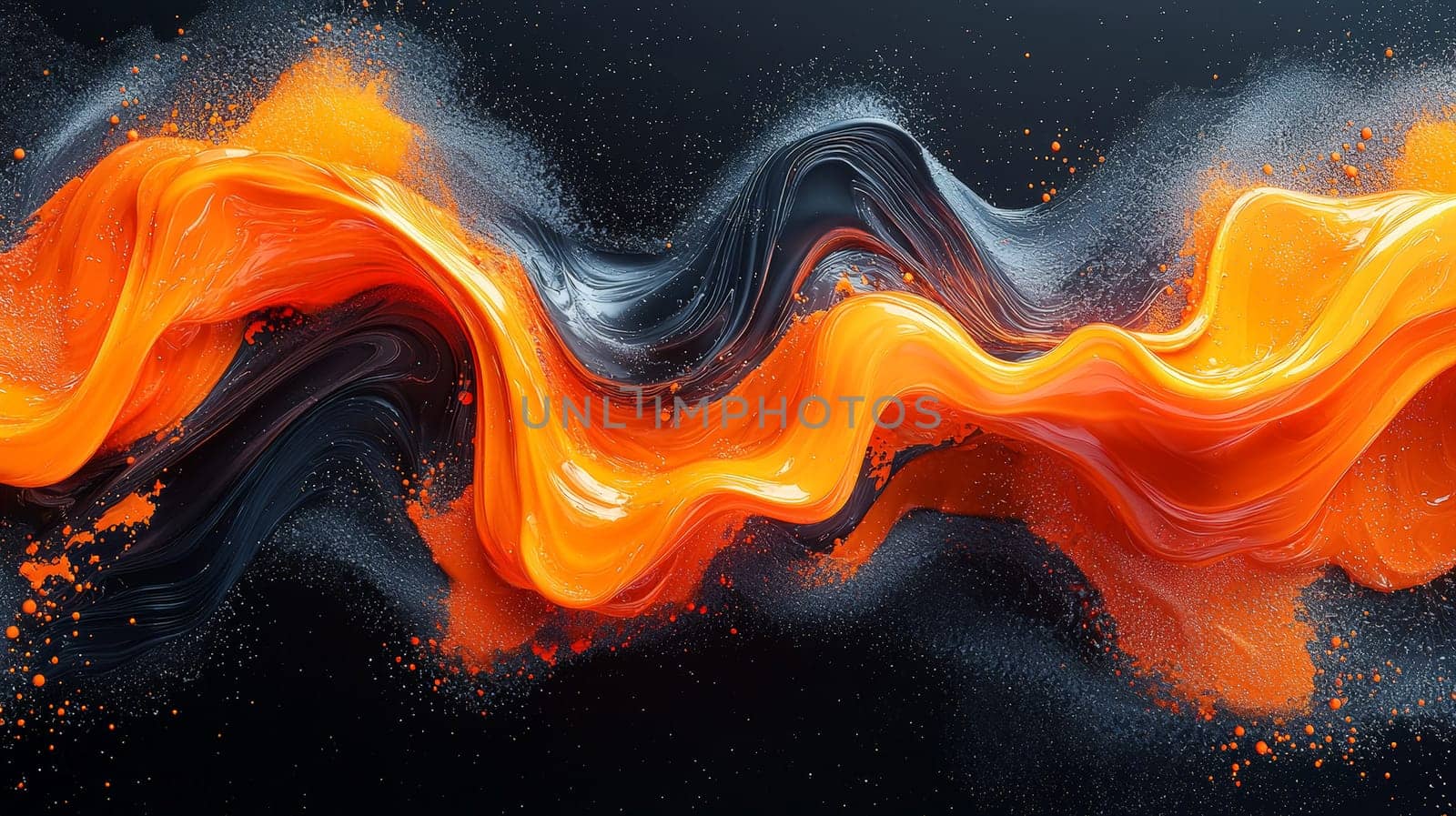 A hyper-detailed, high-resolution 3D rendering showcasing an abstract design in rich orange and black tones. The composition combines natural textures with a modern, high-contrast aesthetic, resulting in a visually compelling image that emphasizes depth and detail.
