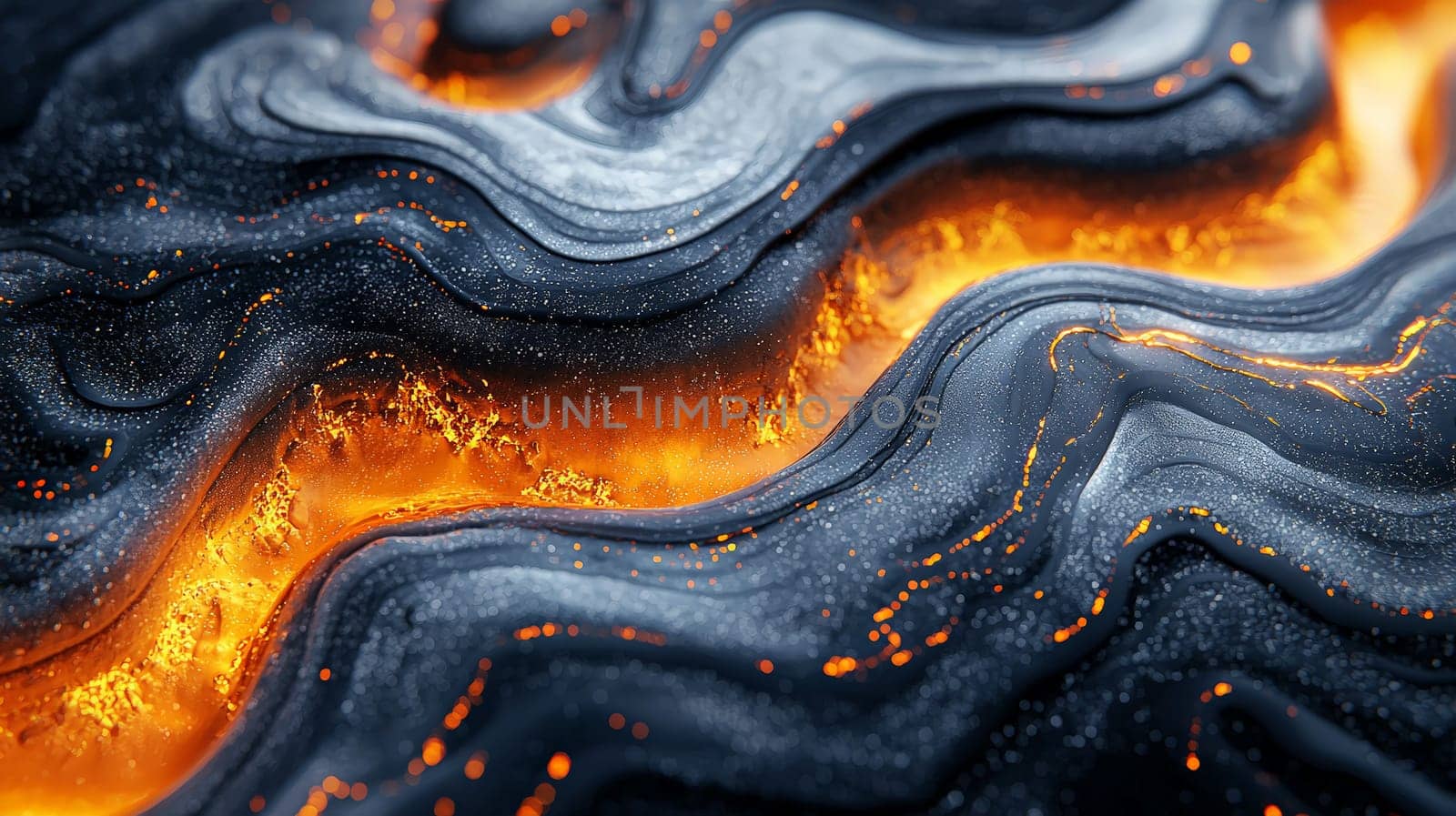 A hyper-detailed, high-resolution 3D rendering showcasing an abstract design in rich orange and black tones. The composition combines natural textures with a modern, high-contrast aesthetic, resulting in a visually compelling image that emphasizes depth and detail.