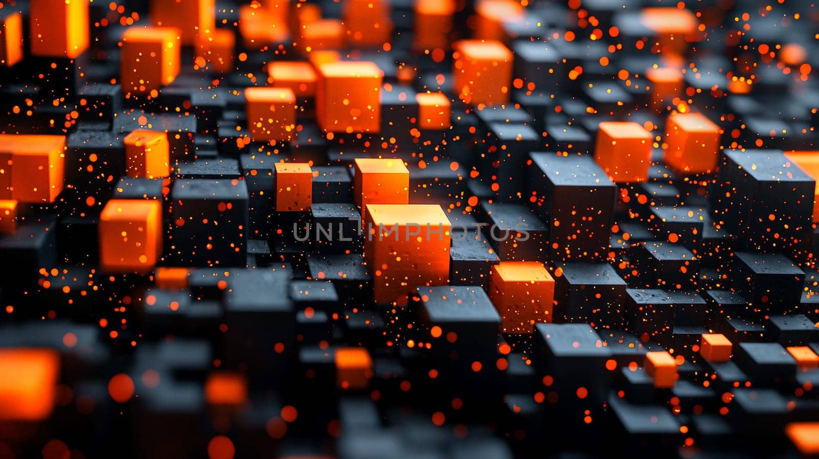 A hyper-detailed, high-resolution 3D rendering showcasing an abstract design in rich orange and black tones. The composition combines natural textures with a modern, high-contrast aesthetic, resulting in a visually compelling image that emphasizes depth and detail.