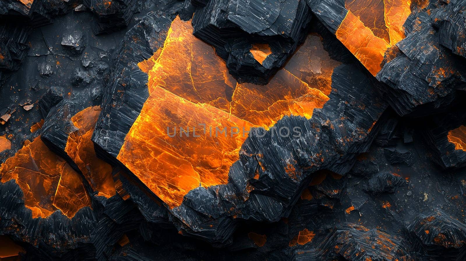 A hyper-detailed, high-resolution 3D rendering showcasing an abstract design in rich orange and black tones. The composition combines natural textures with a modern, high-contrast aesthetic, resulting in a visually compelling image that emphasizes depth and detail.