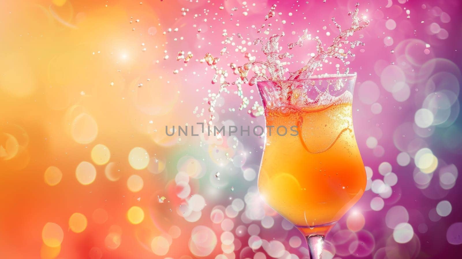 Abstract color background with a spinning glass of fruit juice