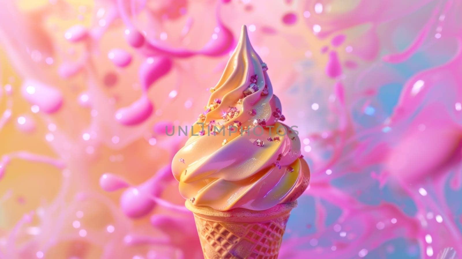 Abstract color background with a spinning ice cream cone