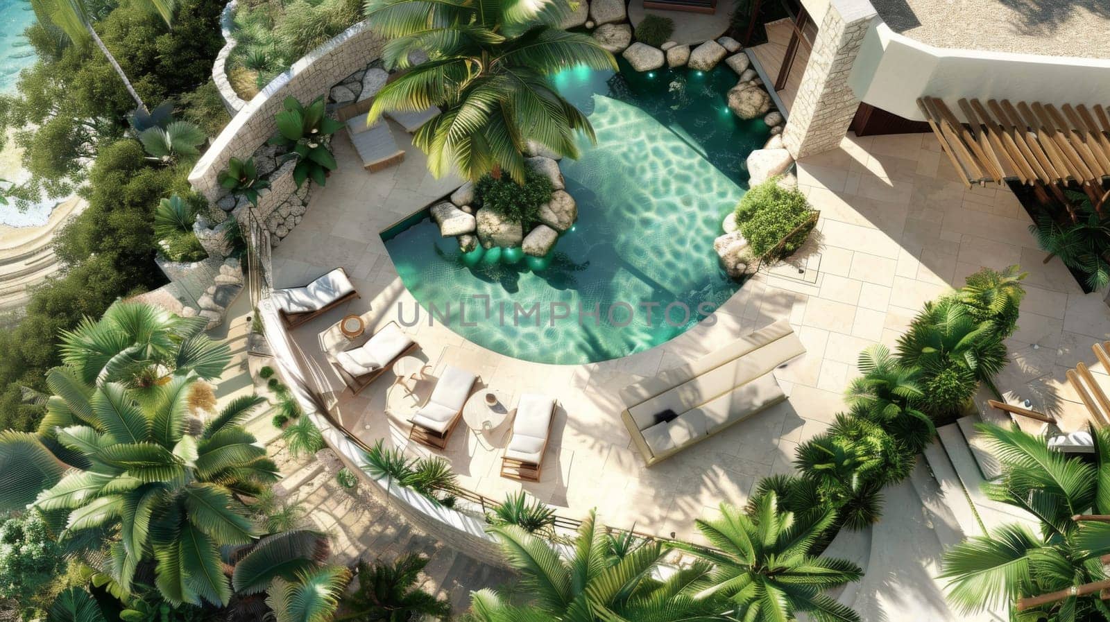 Aerial view highlighting the functionality and aesthetics of interior design
