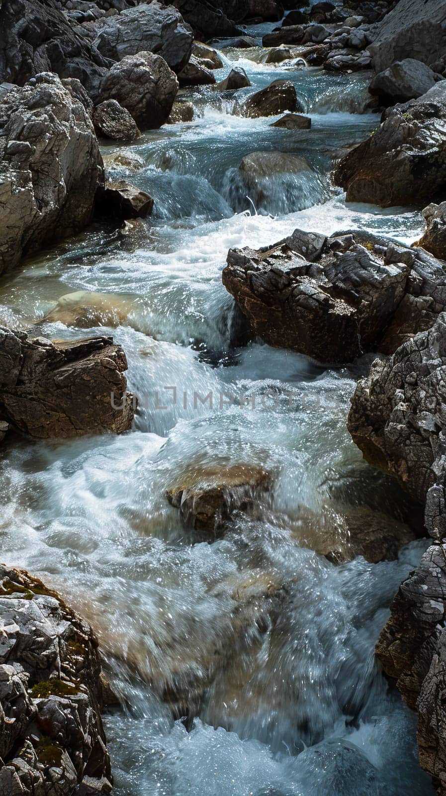 Alpine streams winding through rocky gorges