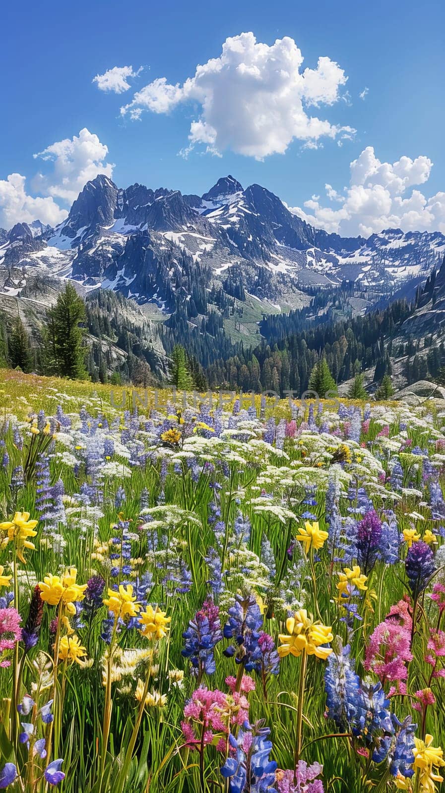 Alpine meadows bursting with the colors of summer