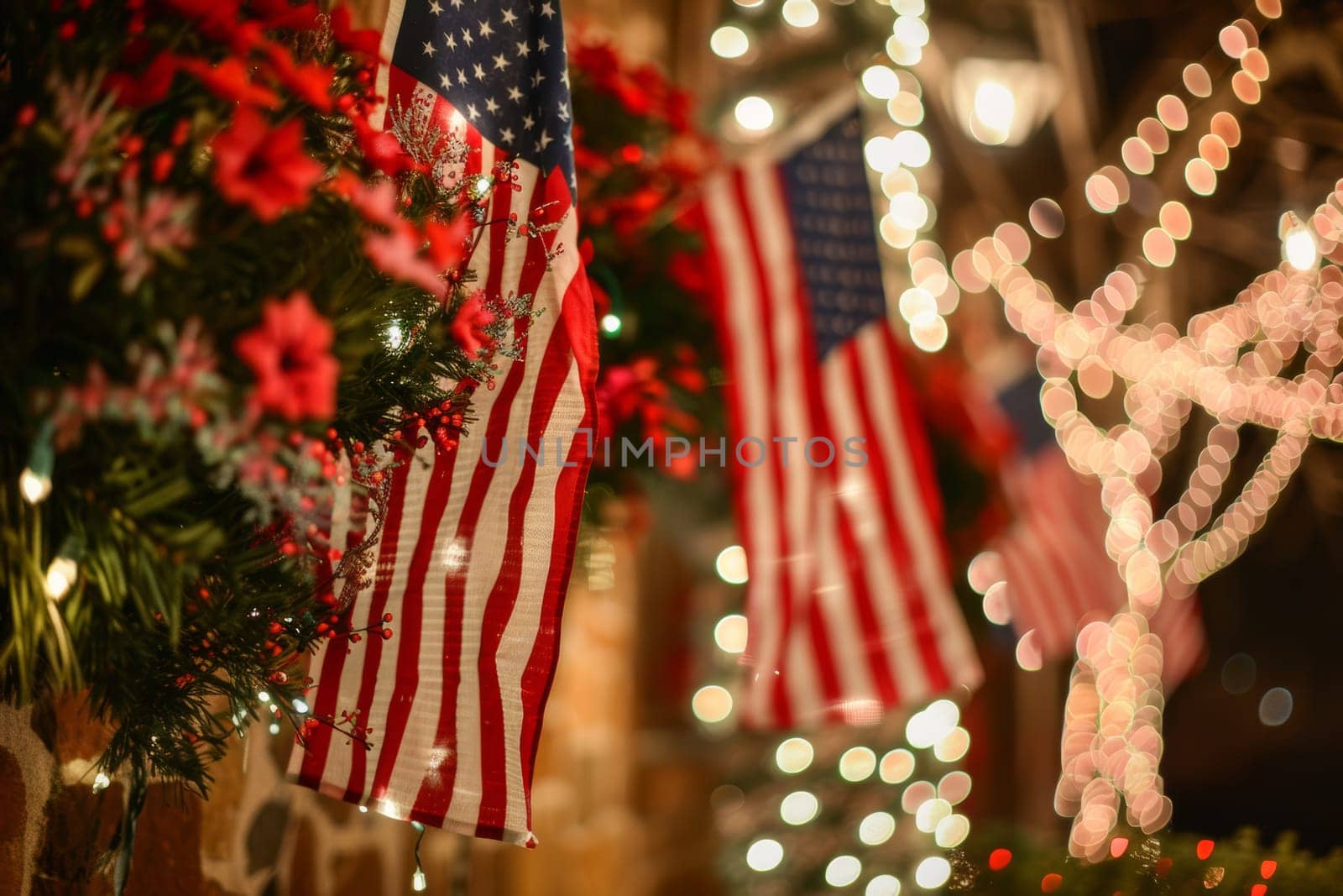 American flag decorations for a festive Patriot Day event.