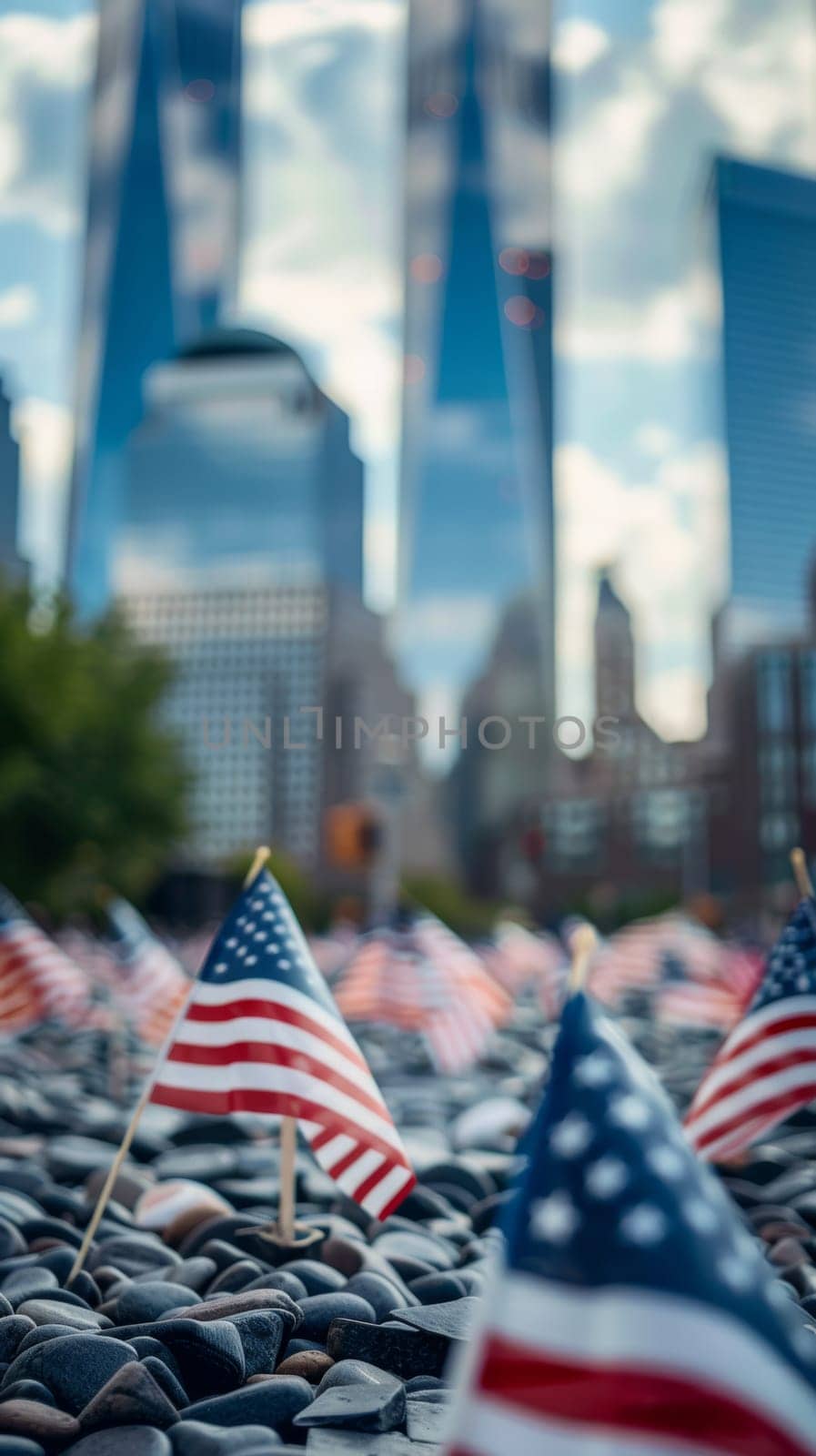 American flag-themed decorations for Patriot Day.
