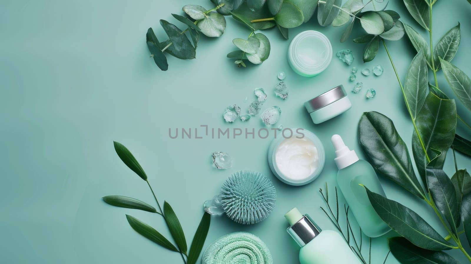 Beauty and wellness products with ample copy space for text overlay
