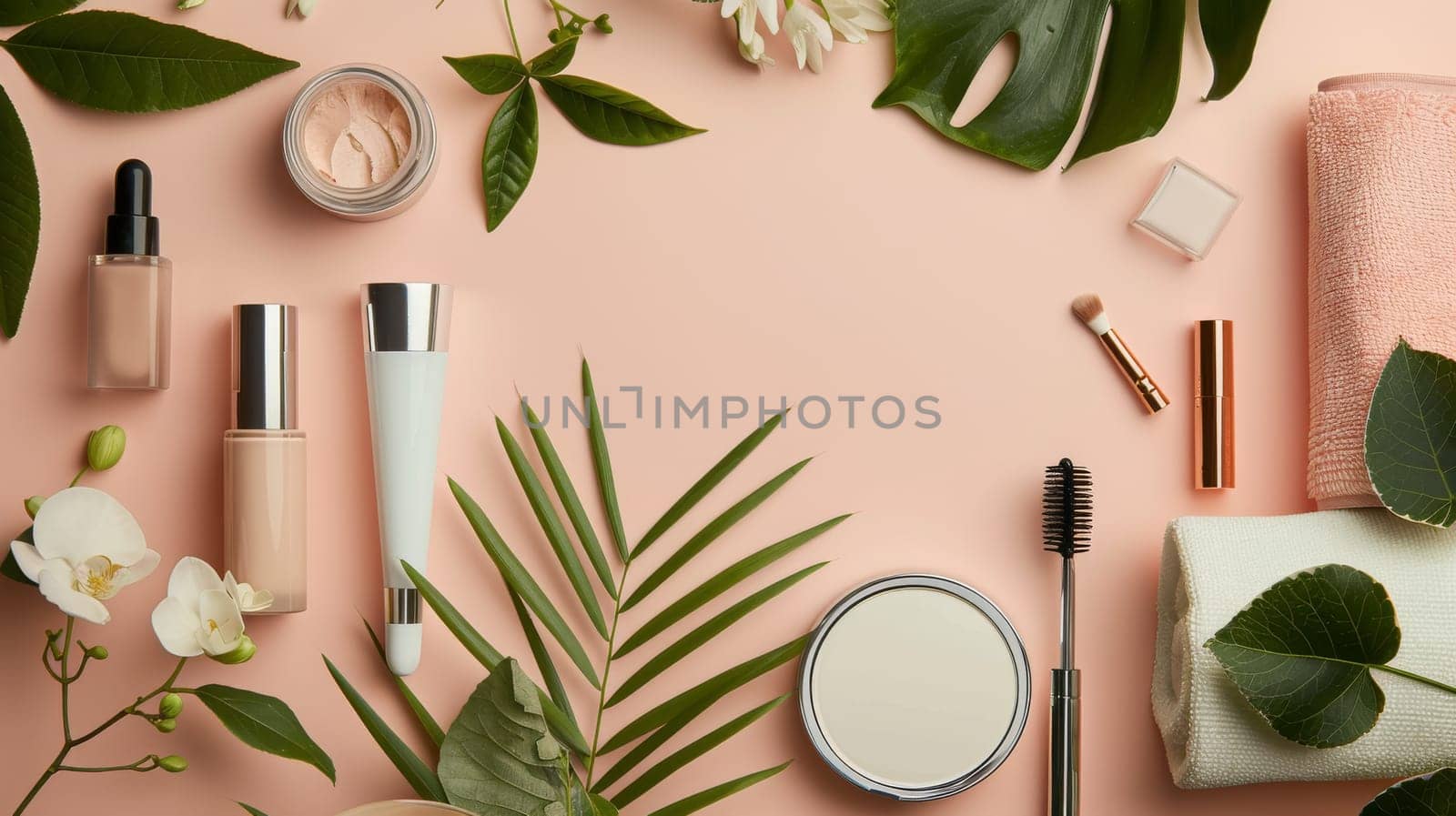Clean and elegant flat lay display of essential cosmetic items for effortless beauty routines.