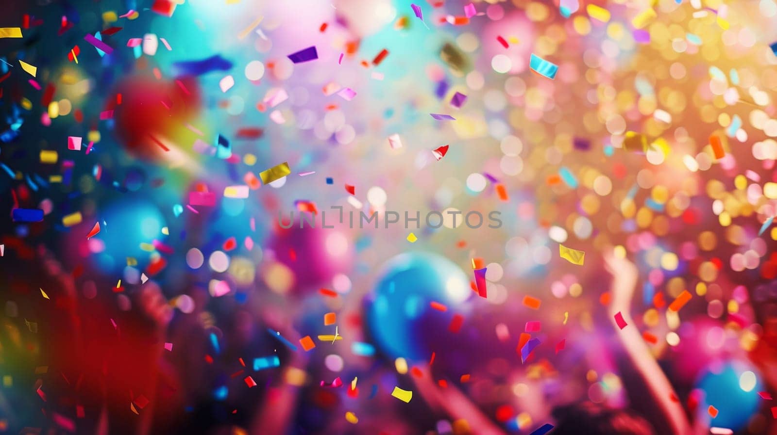 Colorful party scene with ample copy space for text or graphics
