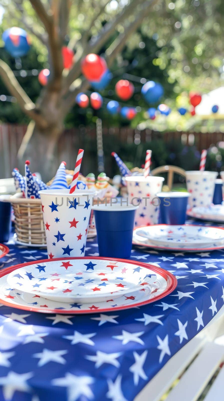 Decorated setting with stars and stripes for a Patriot Day celebration.