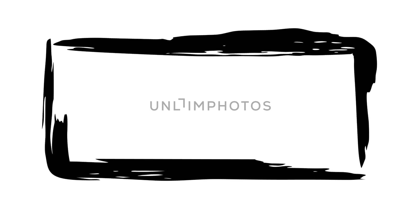Frame banner hand painted with black ink brush isolated on white background. Vector illustration
