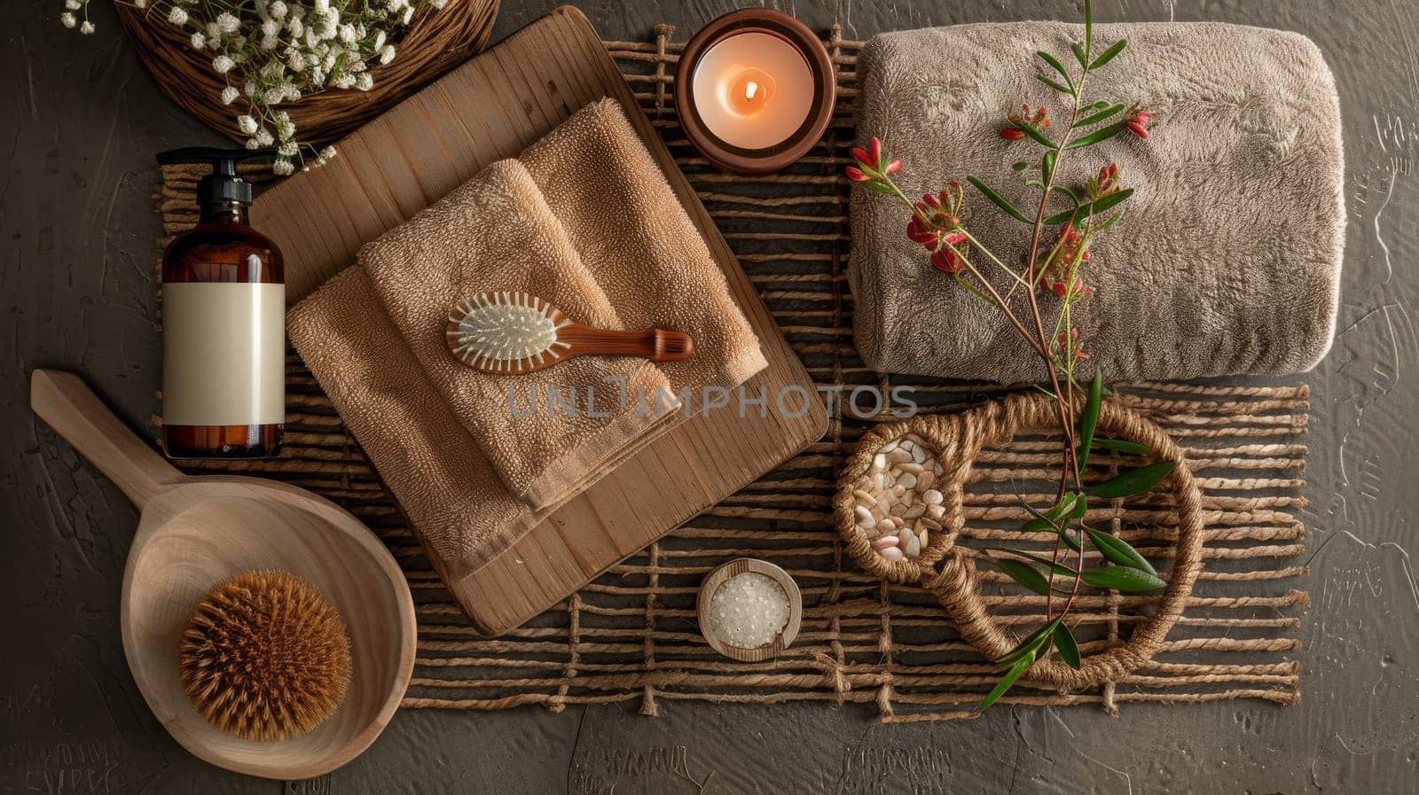 Directly above shot of spa and relaxation items