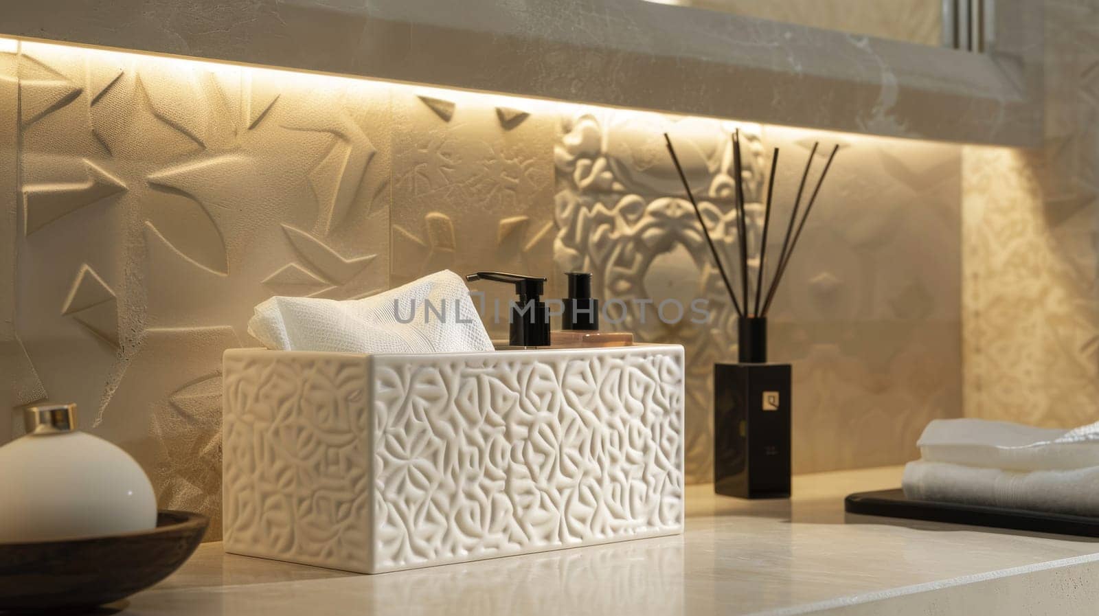 Embossed Islamic tissue box holders with geometric patterns, adding a touch of luxury to any room.