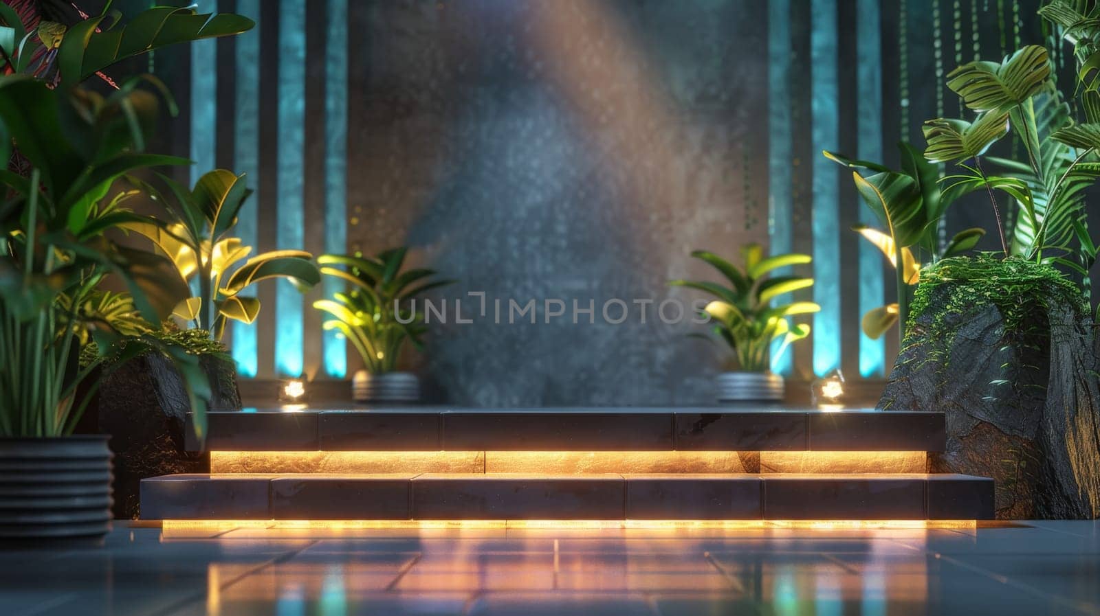 Exciting event setting featuring available space for custom text or graphics