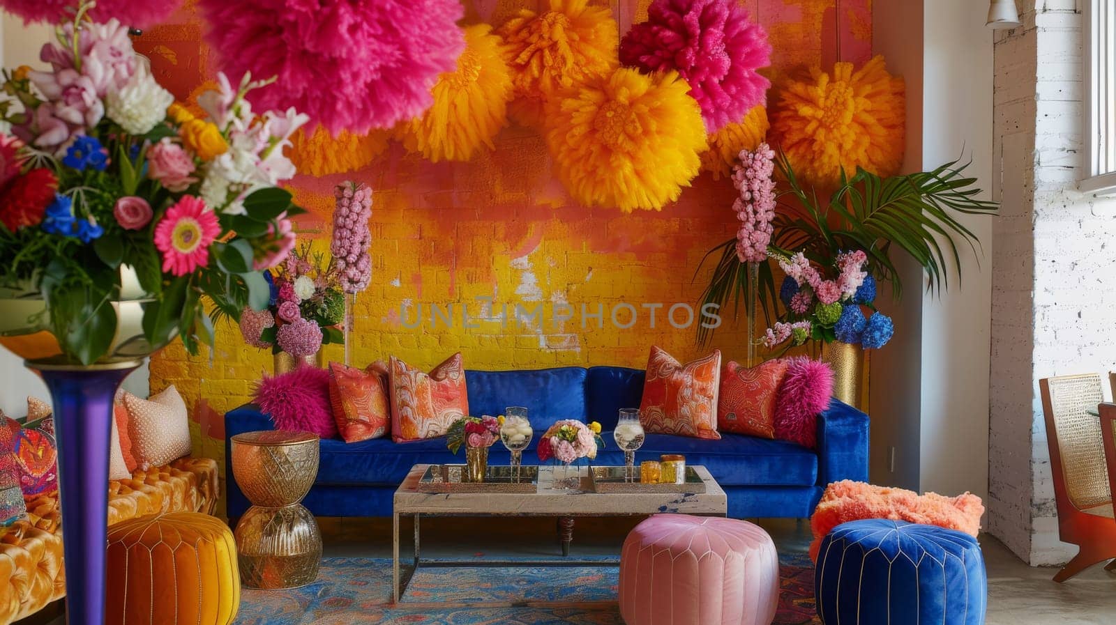 Fashion-forward party arrangement showcasing a contemporary layout pattern