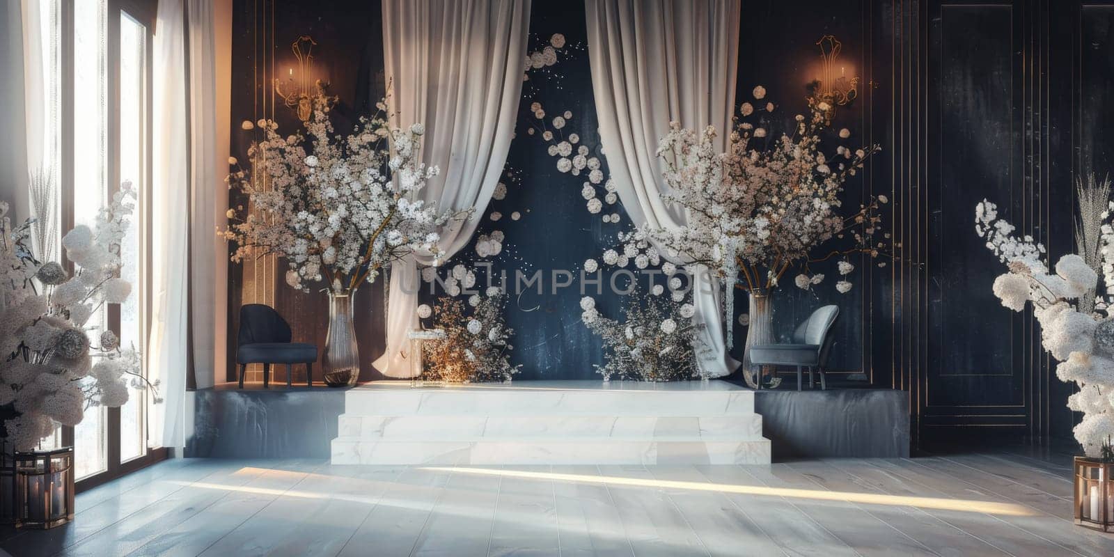Glamorous mockup setup with lavish decoration for a sumptuous presentation.