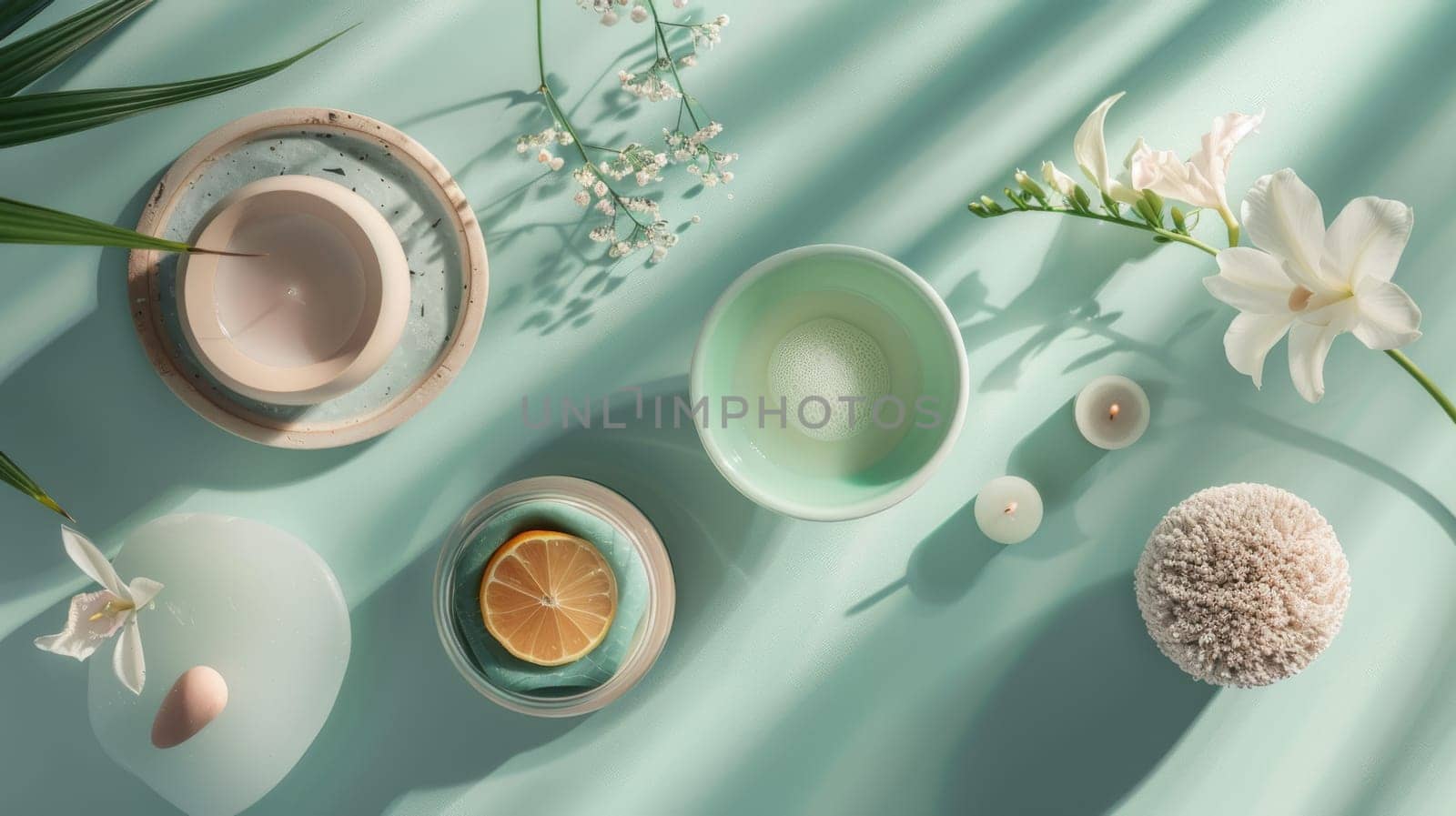 Minimalist composition of spa and relaxation essentials
