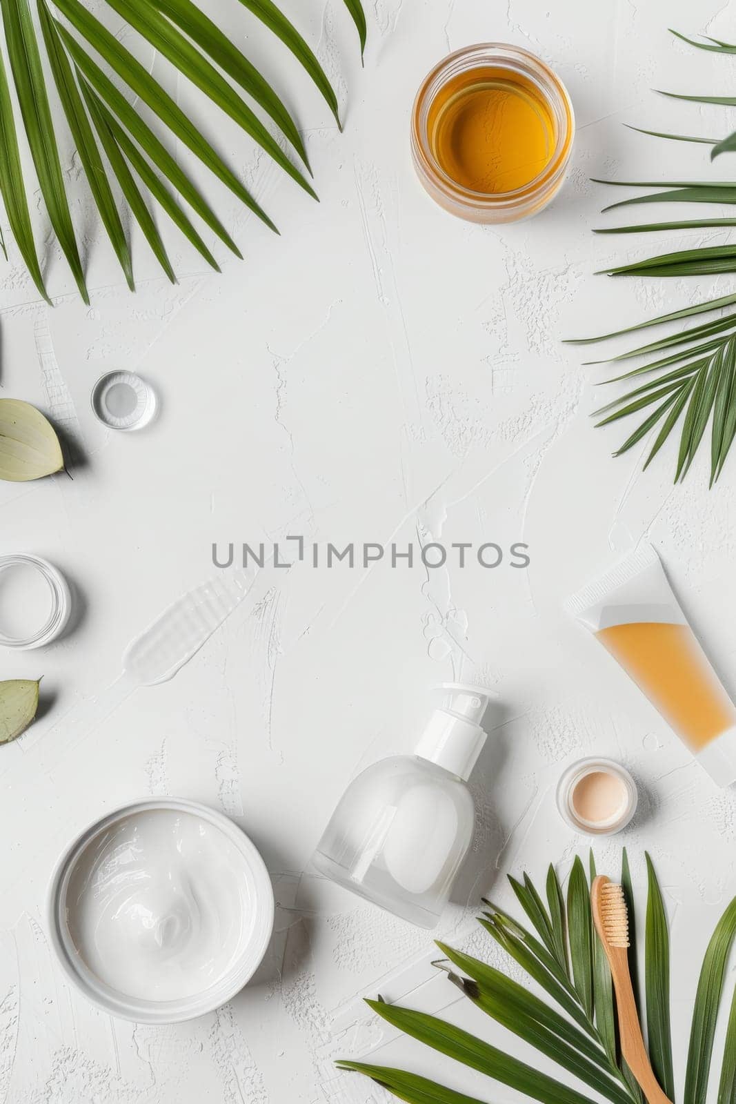 Minimalist arrangement with copy space for cosmetic brand promotion.