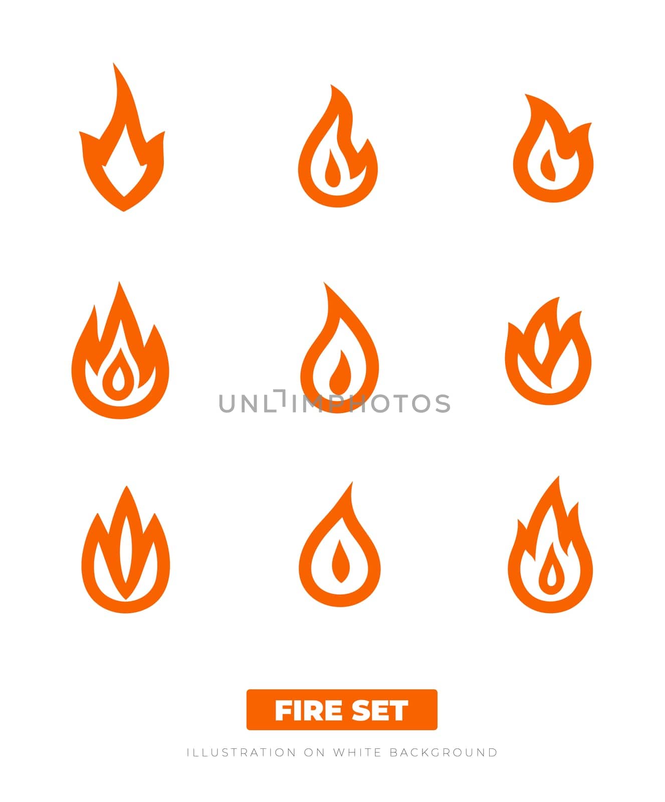 fire flame, simple icon vector isolated on white background