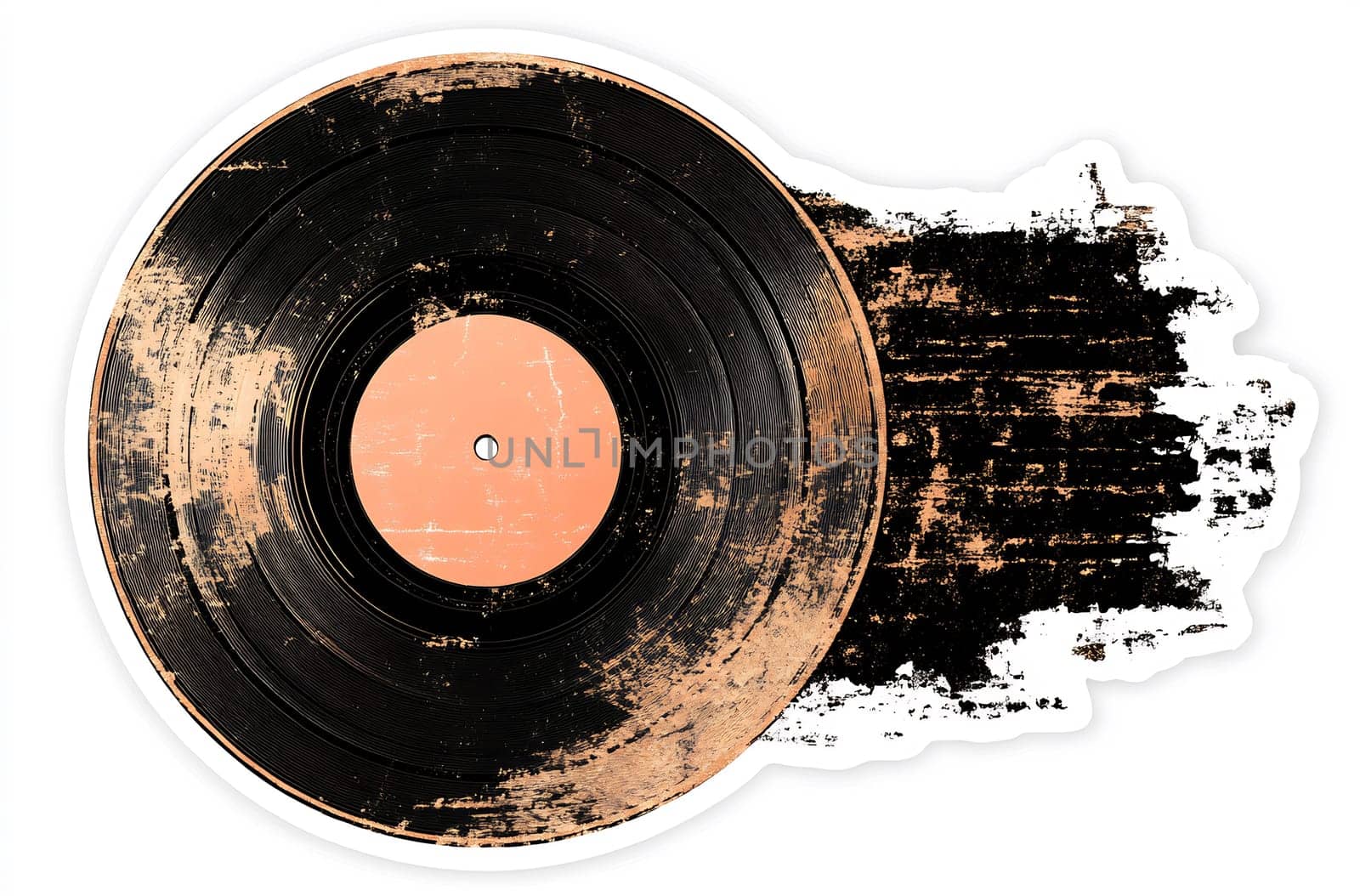 A classic vinyl record shows signs of wear, with scratches and a faded label, capturing the essence of timeless music.