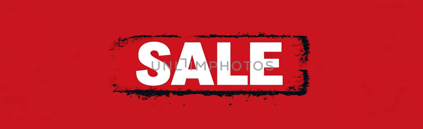 A vibrant red background features a large white text that reads sale, emphasizing a promotional offer.