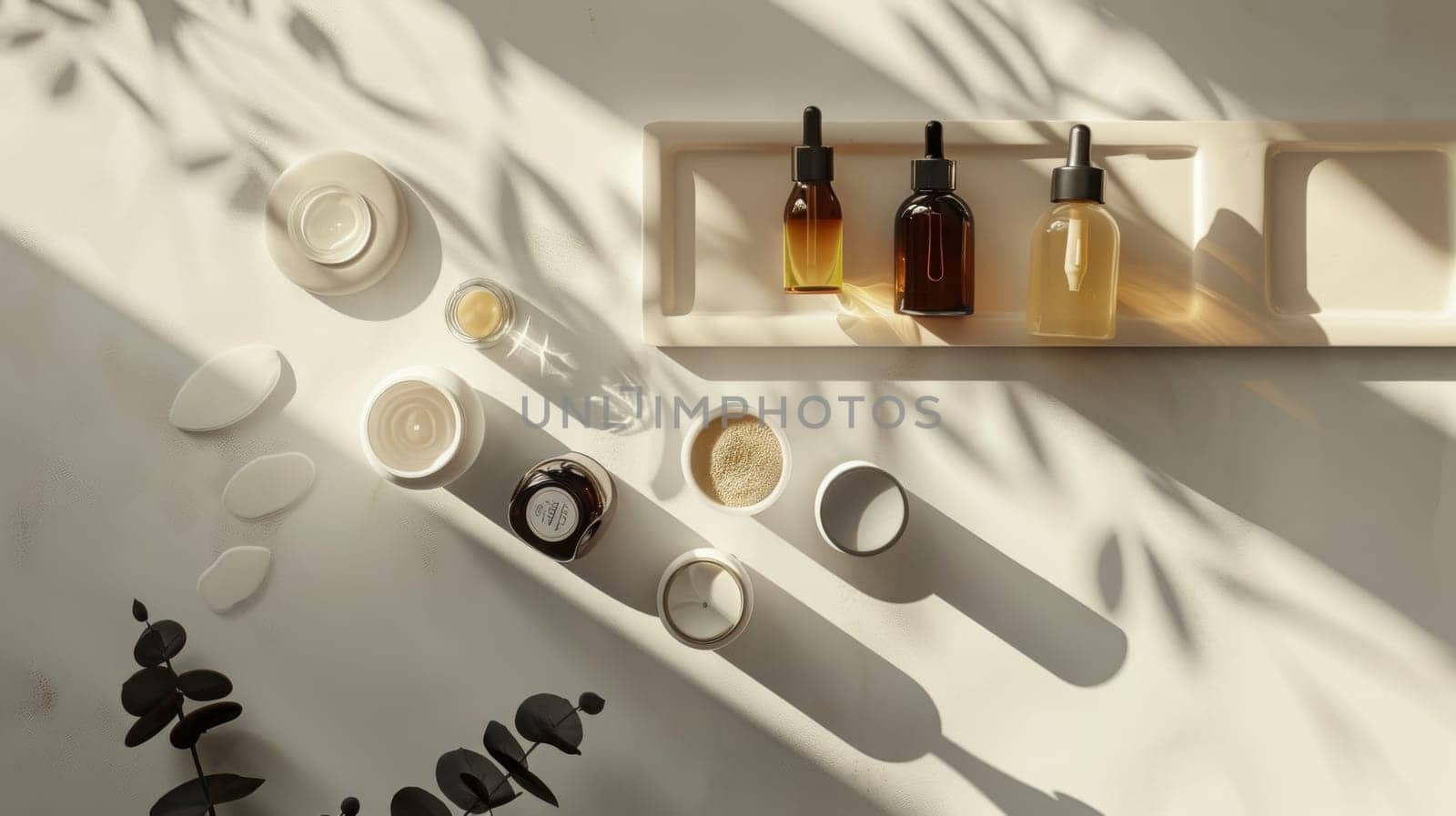 Modern composition of self-care essentials with available space for branding