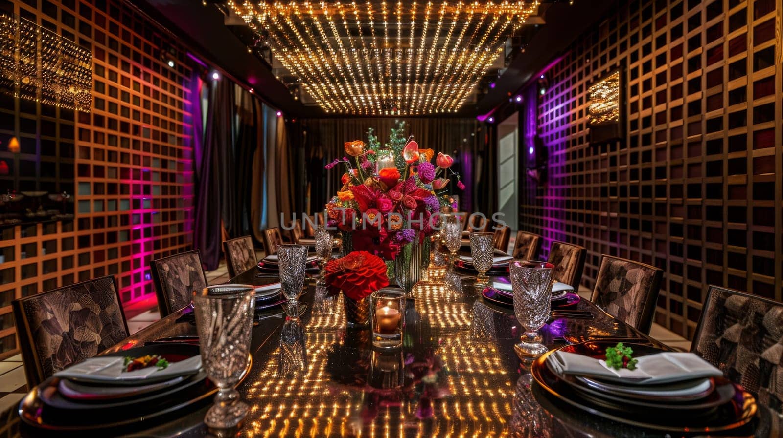 Sophisticated party arrangement showcasing an upscale and luxurious pattern grid