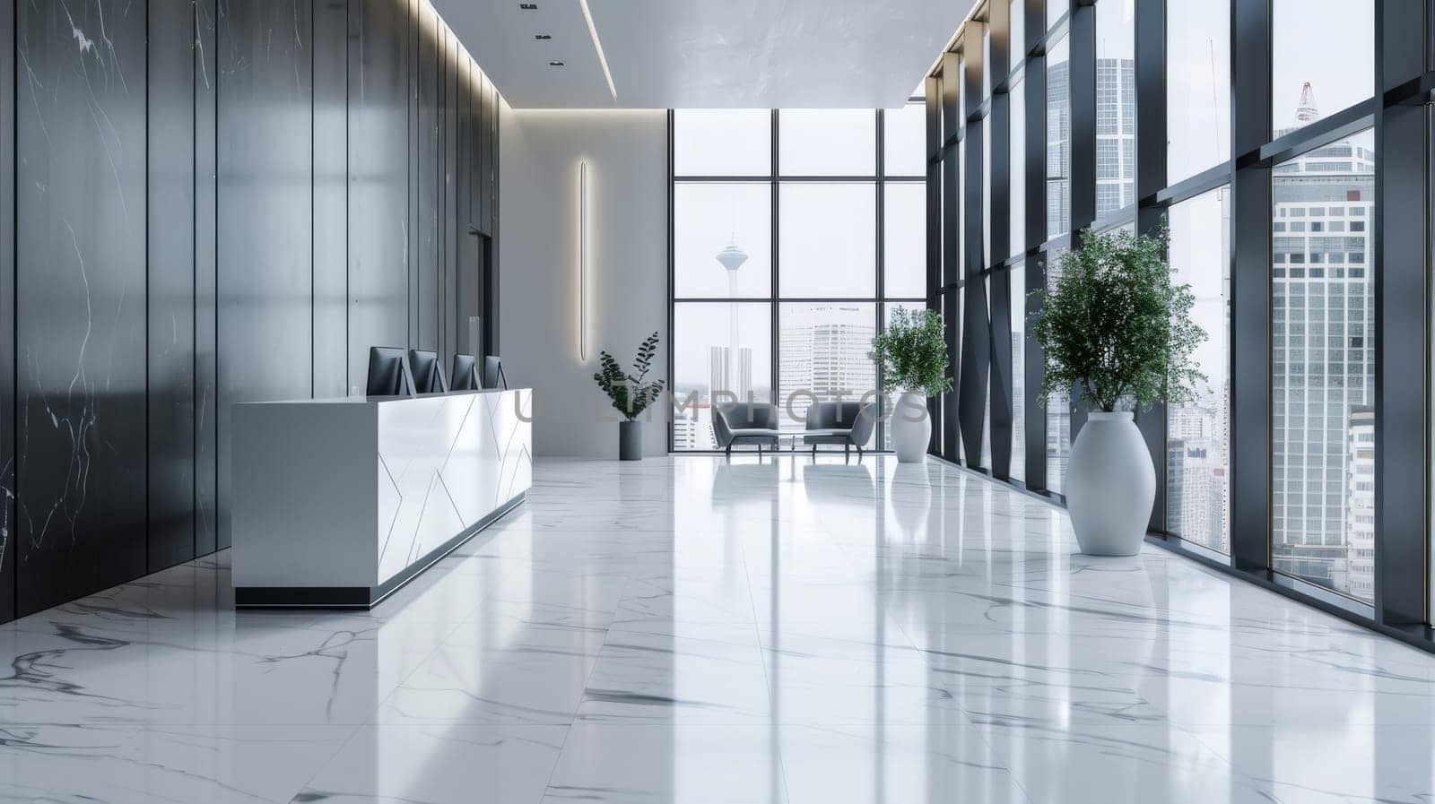 Sleek, clean design with extensive copy space on a modern backdrop.
