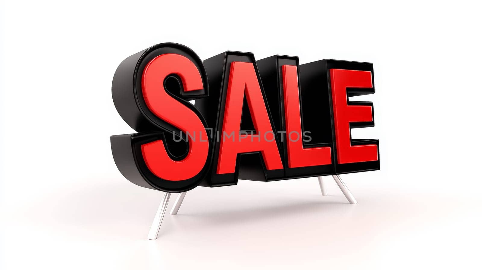 A clean 3D illustration showcasing a vibrant red "SALE"" sign set against a contrasting white background, embodying the energy and appeal of Black Friday promotions in a modern, impactful visual."