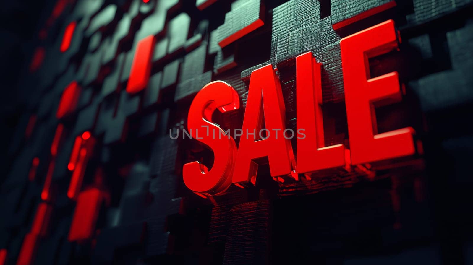 A striking 3D illustration capturing the intensity of Black Friday with a bold red "SALE"" sign against a dark, high-contrast background. This visual emphasizes urgency and excitement, perfect for seasonal promotions."