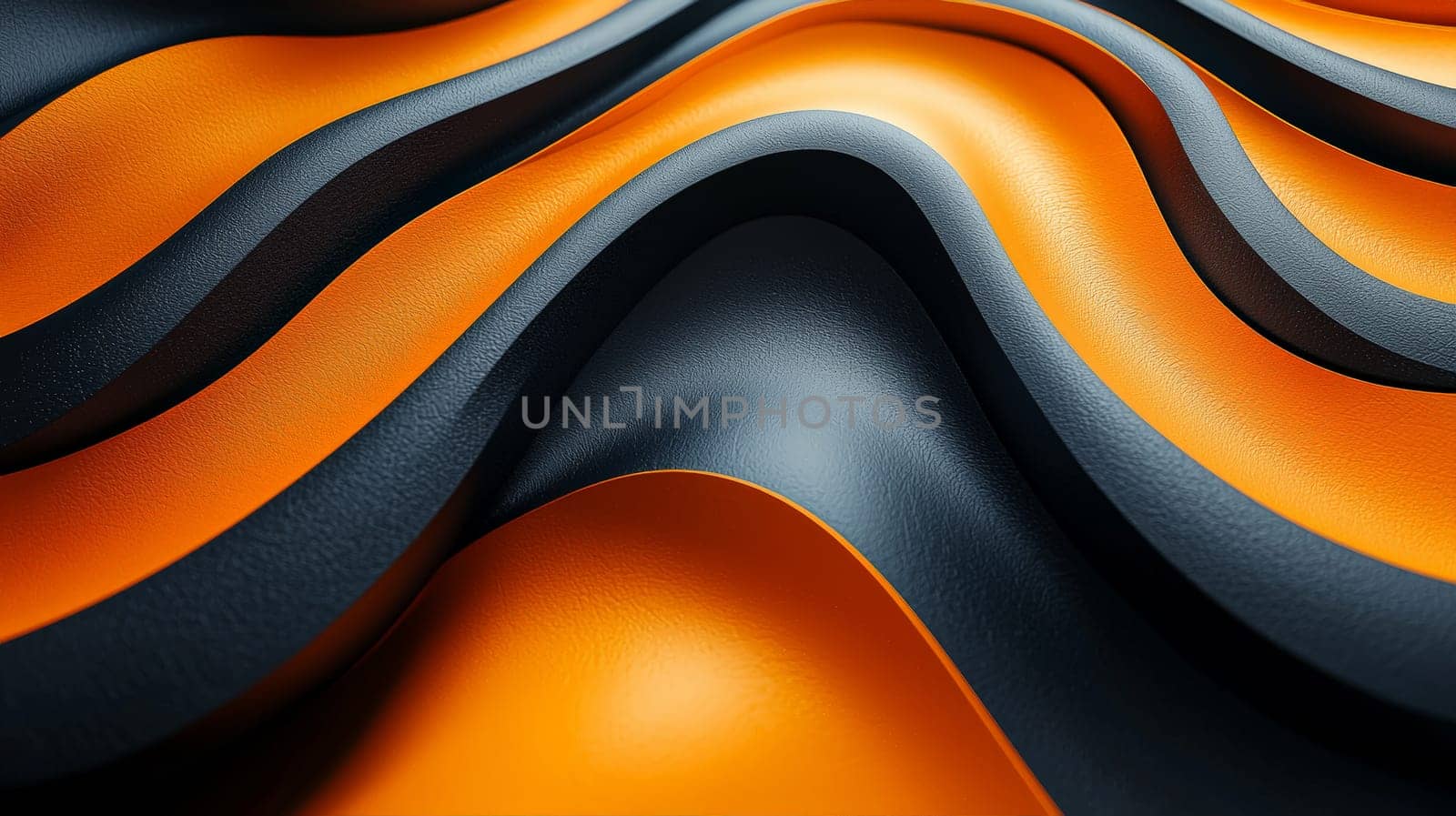 A hyper-detailed 3D rendering showcasing an abstract orange and black ripple effect. The design features intricate textures and high contrast, delivering a captivating visual depth and dynamic flow across the surface.