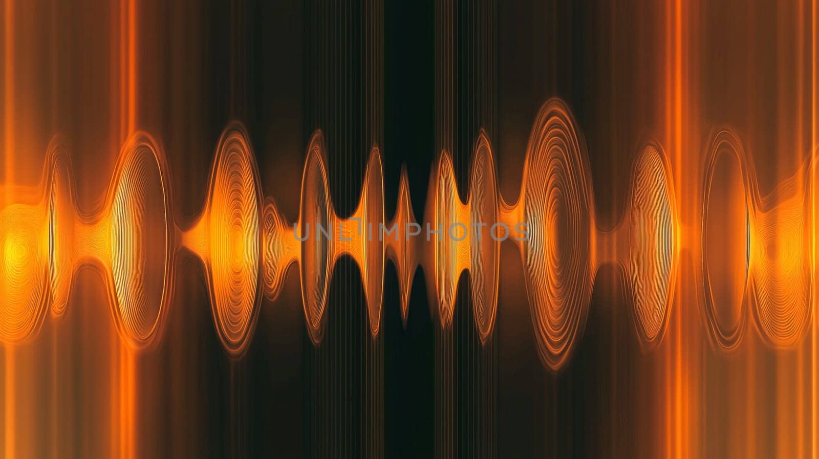 This abstract 3D rendering features intricate sound waves flowing through a dynamic orange and black color scheme. With its hyper-detailed textures and high-resolution contrast, the image captures the fluid motion and energy of sound, blending vivid colors with sharp, detailed lines that evoke a sense of rhythm and movement.