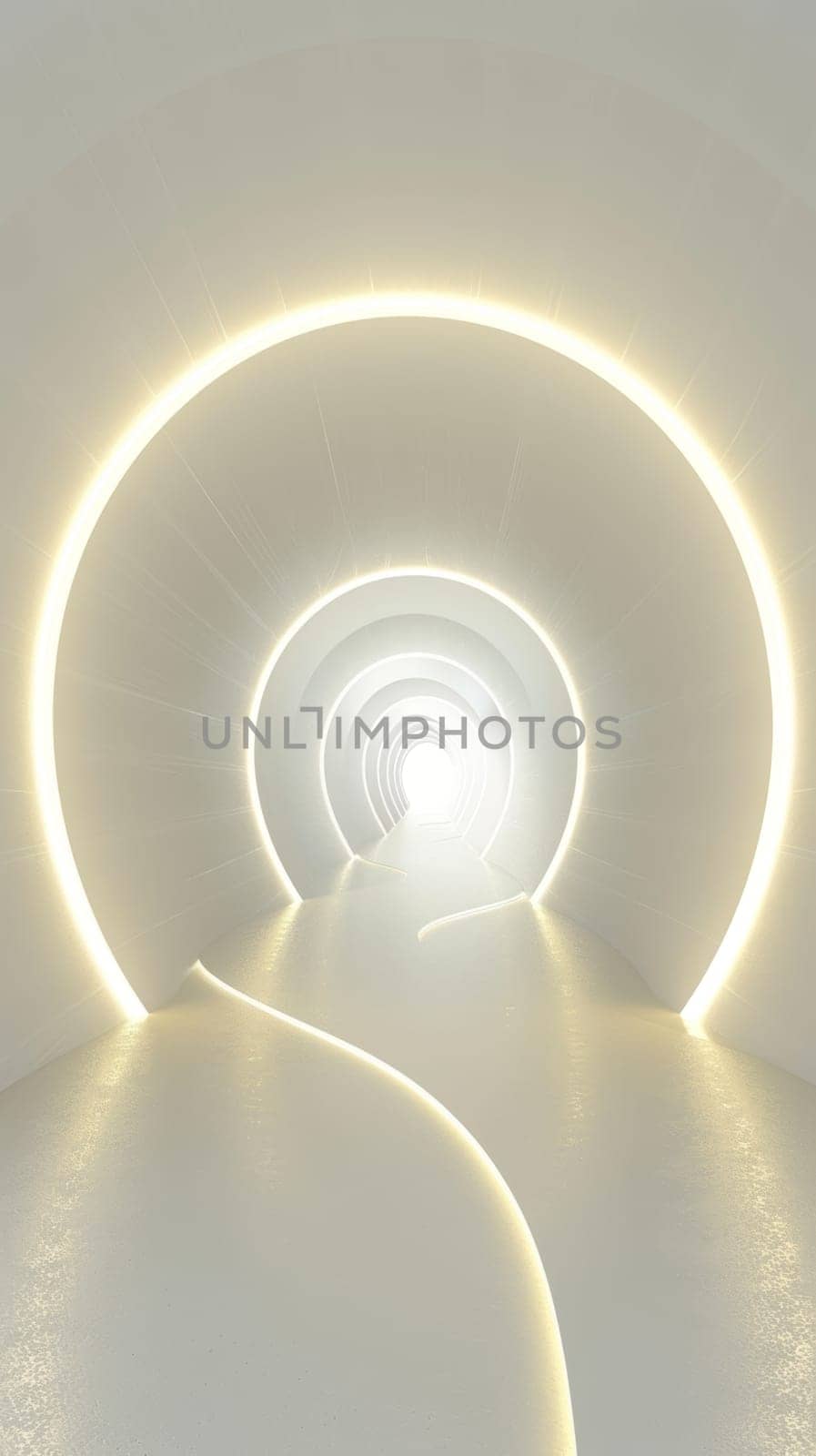 A serene and captivating passage with symmetrical concentric rings of light, creating a tranquil and otherworldly atmosphere