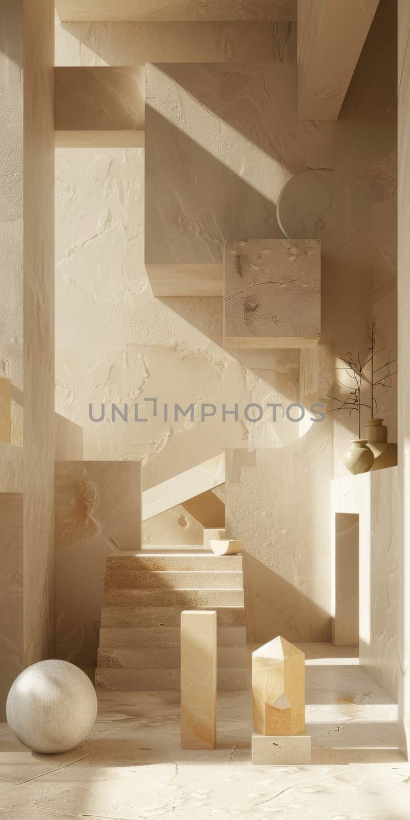 Abstract and metaphorical mockup arrangement sparking curiosity and contemplation.