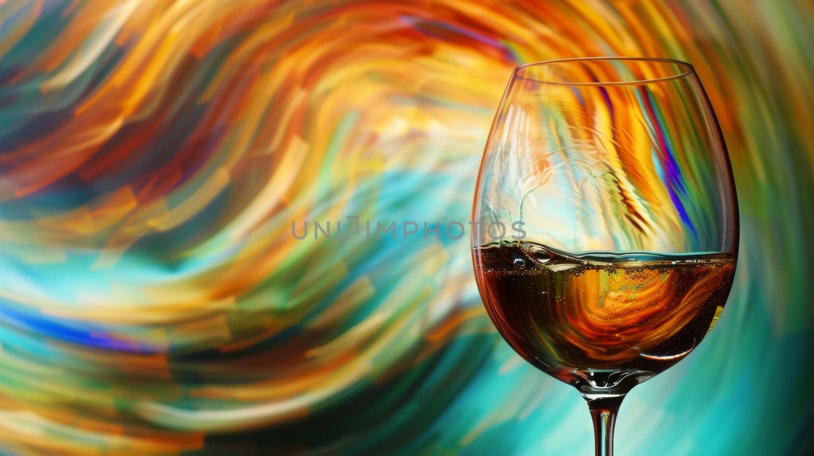 Abstract color background with a spinning glass of wine