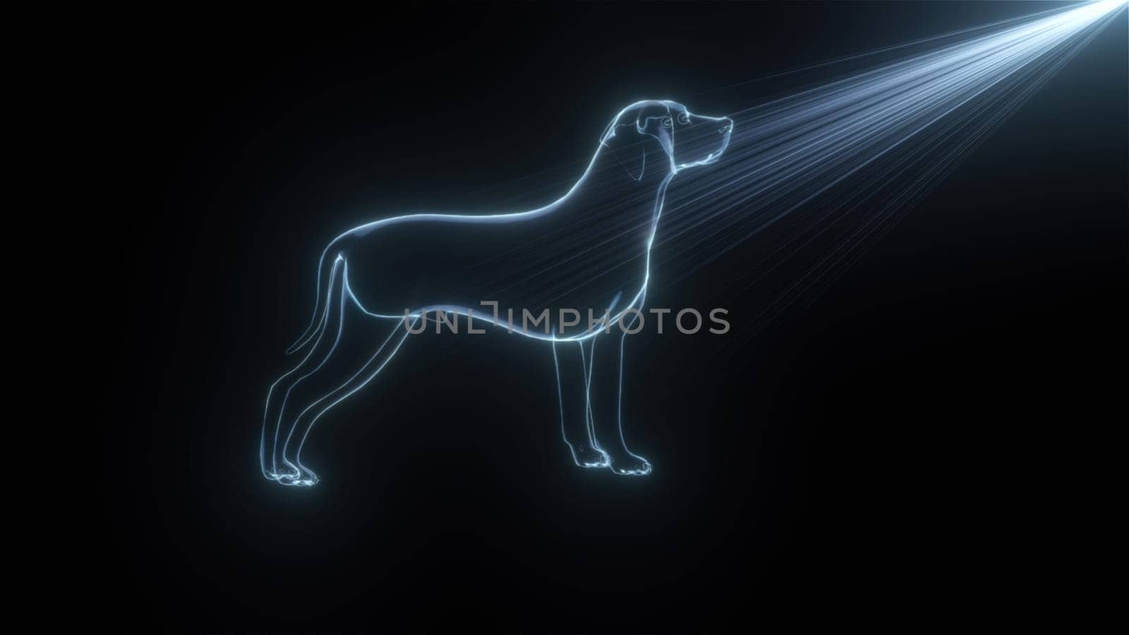 Hologram dog. Computer generated 3d render