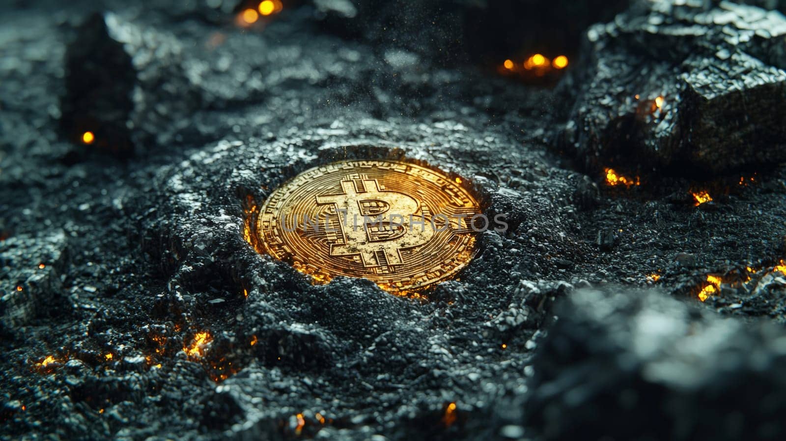 A high-quality, high-resolution conceptual image centered on Bitcoin, symbolizing its role in the financial and stock market. This visual representation captures the essence of cryptocurrency in modern financial contexts with sharp, detailed design.
