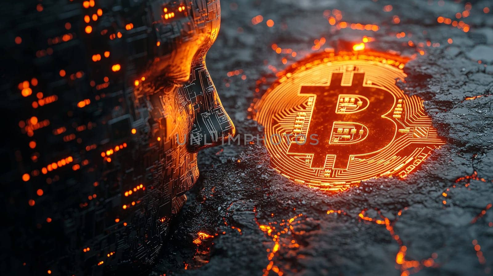 A high-resolution image conceptually merging artificial intelligence with Bitcoin, symbolizing the integration of advanced technology in finance and digital currency. This visual captures the essence of innovation at the intersection of AI and blockchain, reflecting future possibilities in digital assets.