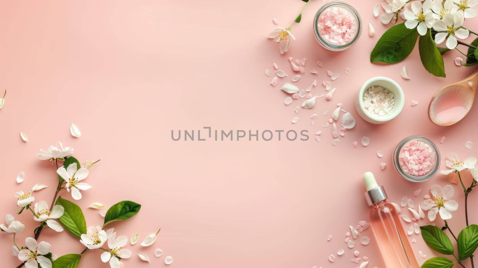 Beauty and wellness arrangement designed with blank space for text insertion